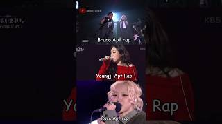 Who Rap it better 🤔 bruno or rosè or youngji ytshorts fypviralシ apt rap rosesarerosie [upl. by Atinaj]