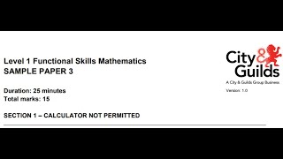 Functional Skills Maths L1 Sample Paper 3 City amp Guilds Complete [upl. by Judus]