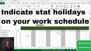 How to indicate stat holidays on your work schedule in Excel [upl. by Steck470]