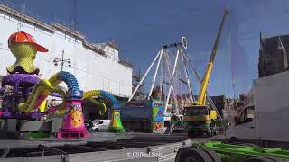 Kermis Haarlem Grote Markt 2024 Transport en opbouw Deel 2 [upl. by Anedal]