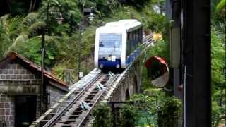 PHC Penang Hill Funicular Railway GaraventaCWA Tram Departing Lower Station [upl. by Ahsocin394]