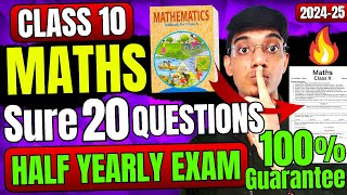 Maths Half Yearly Exam Sure 20 Questions 🔥 Class 10  Maths important questions class 10 [upl. by Reve]