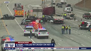 6 hurt 1 killed in crash on I5 in Tacoma [upl. by Archambault]