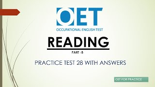 OET Reading PartB Practice Test 28 [upl. by Elaen]