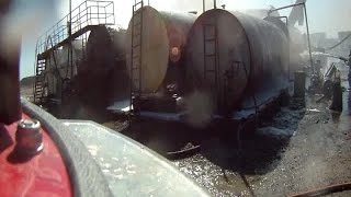 Tank explosion at Tulsa Asphalt captured on helmet camera [upl. by Deth499]