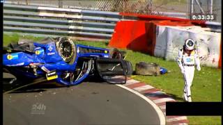 24h Nürburgring Qualifying Race  Crash Mercedes AMG GT3 2016 Hohenrainschikane [upl. by Lezti]