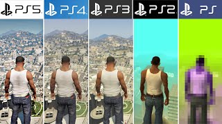 PS5 vs PS4 vs PS3 vs PS2 vs PS1  GTA  Comparación de Generaciones y Gráficos 4k 60fps [upl. by Jolynn]