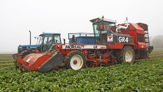 Moreau GR4  Classic sixrow sugar beet harvester  Beet Harvesters in Britain DVD  NH 7840 amp 8340 [upl. by Enimajneb]