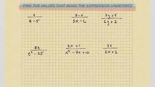 ALGEBRA 2 Rational expressions find values that make them undefined [upl. by Eirovi]