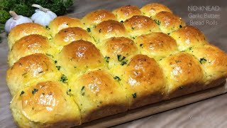 NOKNEAD GARLIC BUTTER BREAD ROLLS  Garlic Dinner Rolls  Buns [upl. by Ait336]