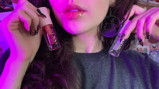 ASMR  Sticky Lip Oil Application w Long Nails  mouth sounds face touching close up [upl. by Kirbie]