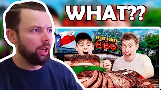 European Reacts Brits try real Texas BBQ for the first time [upl. by Aihsenrad64]