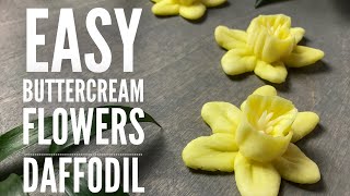 How To Pipe a Daffodil  Easy buttercream daffodil flower piping tutorial [upl. by Childers]