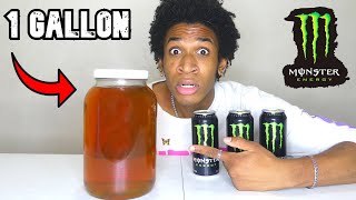 Drinking a GALLON of Monster Energy Fast World Record [upl. by Nuhsal879]