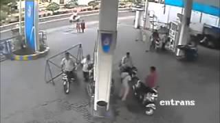 Cell Phone Causes An Explosion In Gas Station [upl. by Anwahsar]