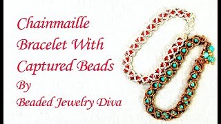 Beaded Chainmaille Bracelet  Beaded Chain Maille Tutorial [upl. by Sherilyn]