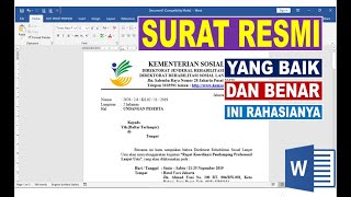 Cara Membuat Surat Resmi Yang Baik dan Benar di Microsoft Word [upl. by Ycnay694]