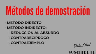 Lógica Matemática  MÉTODOS DE DEMOSTRACIÓN Reducción al absurdo contrarecíproco contraejemplo [upl. by Hands413]