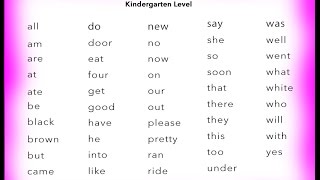 Learn Kindergarten English Sight Words  You Tube [upl. by Nebe]