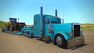 quotHater Madequot Peterbilt 379 on American Truck Simulator  Heavy Haul Wheel Loader on Lowboy Trailer [upl. by Otila]