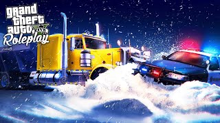 DESTROYING COPS WITH A SNOWPLOW  GTA RP [upl. by Wilfred]