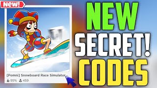 SNOWBOARD RACE SIMULATOR New Codes 2023  ROBLOX SECRET CODES POMNI [upl. by Okajima]