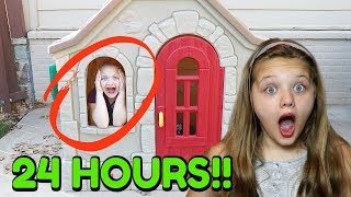 24 HOURS OVERNIGHT In Step2 Playhouse ALONE 24 Hour Challenge For Kids [upl. by Standing]