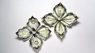 Easy and Beautiful Money FLOWER  Origami Dollar Tutorial NProkuda [upl. by Maryn57]