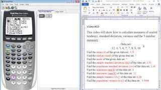 TI84 Tutorial Measures of Central Tendency and Dispersion [upl. by Leeann]