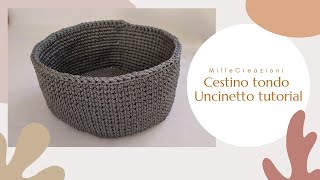 Cestino Tondo  Uncinetto TUTORIAL [upl. by Htebezile]