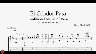 El Cóndor Pasa  for Guitar Classical with Tabs [upl. by Annaiuq]