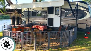 HOW TO SAFELY CONTAIN MULTIPLE DOGS WHILE RV CAMPING  Exercise Pens [upl. by Atsahc]