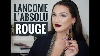 LANCOME LABSOLU ROUGE LIPSTICK SWATCH AND REVIEW [upl. by Notgnirrac]