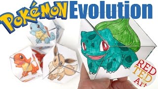 Neverending Pokemon Evolution DIY  Paper Toy amp Coloring Page  Kaleidocycle [upl. by Trebeh]