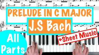 How to play PRELUDE IN C MAJOR by JS Bach Piano Tutorial  Sheet Music [upl. by Ardnuaet17]