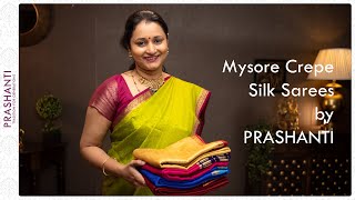 Mysore Crepe Silk Sarees by Prashanti  22 Dec 2021 [upl. by Madonna]