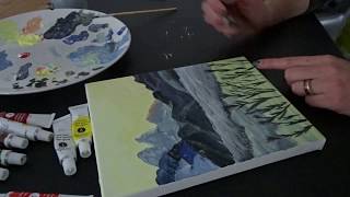 Acrylverf landschap voor beginners  Acrylic painting for beginners  landscape [upl. by Zahara]