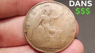 UK 1916 ONE PENNY Coin VALUE  REVIEW [upl. by Shanleigh]