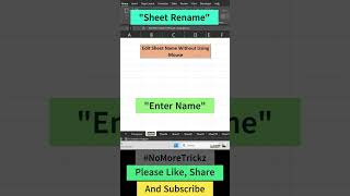 Excel Quick Tip Sheet Rename Shortcut Within Seconds [upl. by Nickles]