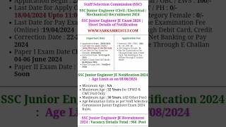 SSC Junior Engineer JE Notification 2024 sarkariresult sortsvideo [upl. by Sonitnatsnoc]