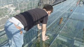 Brave Mans Bridge Chinas spectacular glass walkway [upl. by Leonsis907]