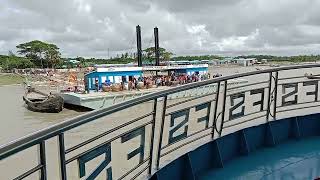 A View of Stopping Launch at Monpura Ramnewaz Launch Ghat Upazila of Bhola District [upl. by Kobylak3]