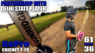 Batting Partnership With DELHI STATE PLAYER😍  61 36 In Tournament Match  Gopro Cricket Vlogs [upl. by Culver]