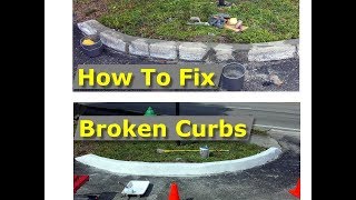 How To Repair Cracked Concrete Curbs Broken Into Segments [upl. by Dorey]