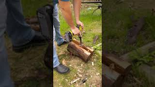 Splitting wood w carlton hardware firewood drill bit [upl. by Appleton]