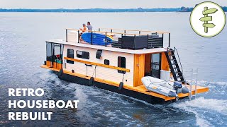 Retro Houseboat Transformed Into Amazing New Space – FLOATING TINY HOUSE TOUR [upl. by Lemraj]