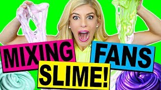 MIXING FANS SLIME INTO ONE GIANT FLUFFY SLIME CHALLENGE [upl. by Ahcas]