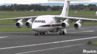 MUST SEE BAe 146 RAF ZE700 ✈ Very close landing taxi and takeoff ✈ Gloucestershire Airport [upl. by Kenleigh]