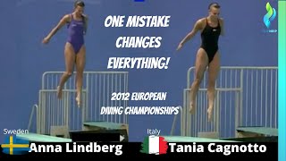 2012 Tania Cagnotto vs Anna Lindberg  Womens European Championships Diving  3 meter finals [upl. by Lleddaw]