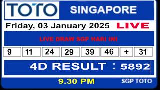 Singapore Live draw result 03012025  Live Draw SGP [upl. by Namzed]